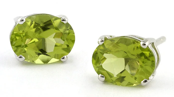 Repurposed relic earrings-Oval Peridot Stud Earrings, 6x8mm.