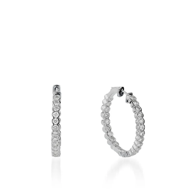 Fleck finish earrings-Paloma Inside-Out Diamond Hoops