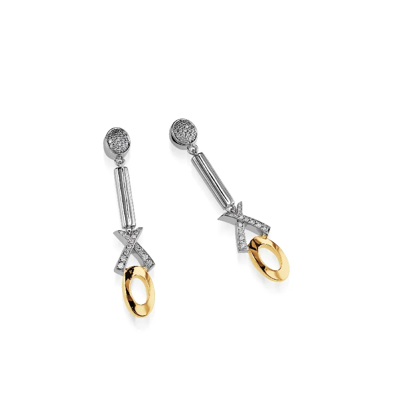 Bent sprig earrings-Paris X/O Diamond Dangle Earrings