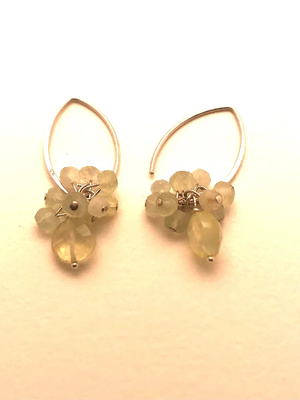 Linen band earrings-Prehnite Multi Drop Earrings