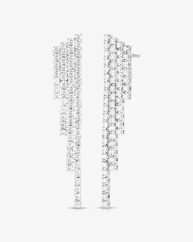 Rose set earrings-Deco Diamond Waterfall Earrings