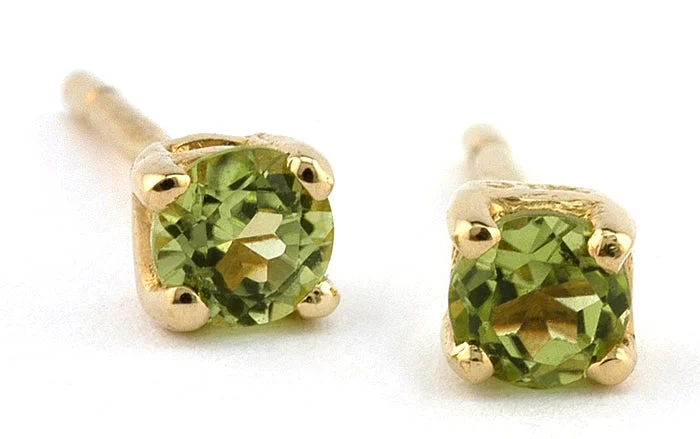 Joint clasp earrings-Round 3mm Peridot Stud Earrings