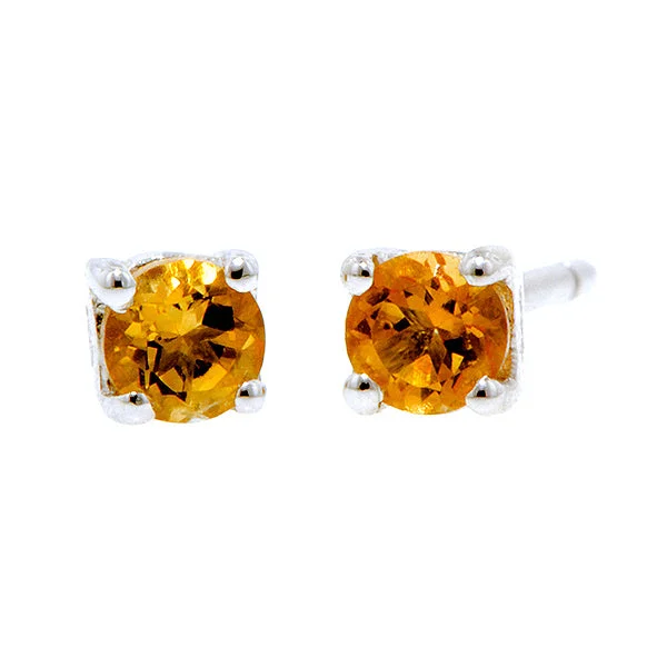 Bamboo wrap earrings-Round Citrine 3mm Stud Earrings