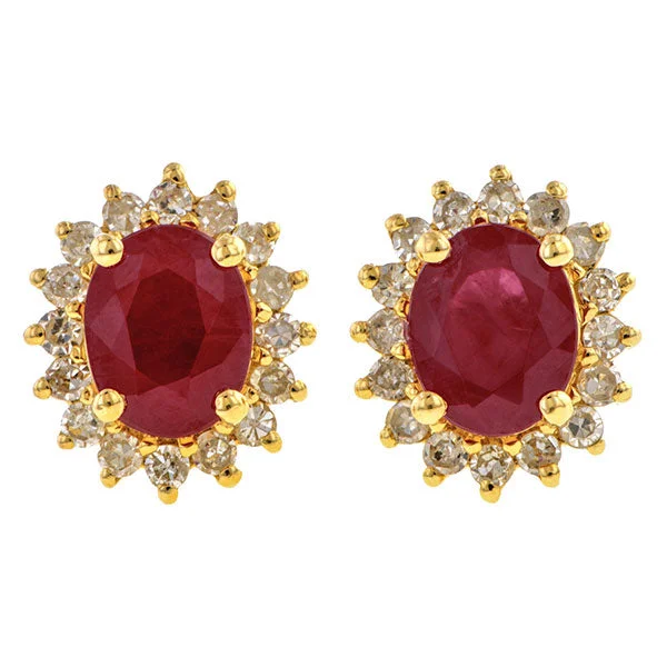 Brecciated jasper earrings-Ruby & Diamond Frame Earrings