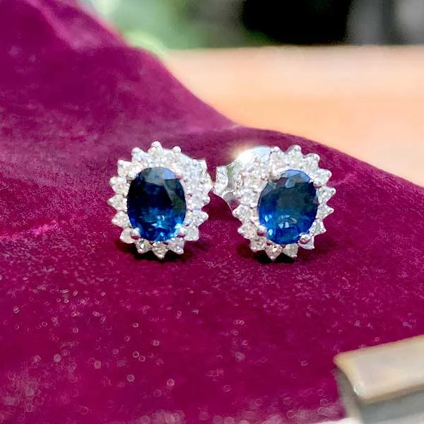 Willow nut earrings-Sapphire & Diamond Frame Earrings