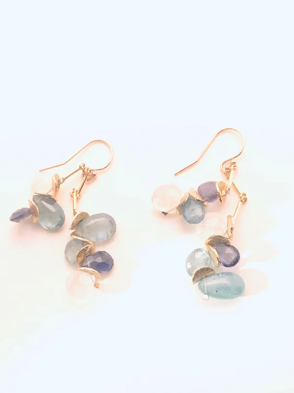 Clustered stone earrings-Signature Sunset Earrings, Topaz, Lilac Amethyst, Aqua Apatite