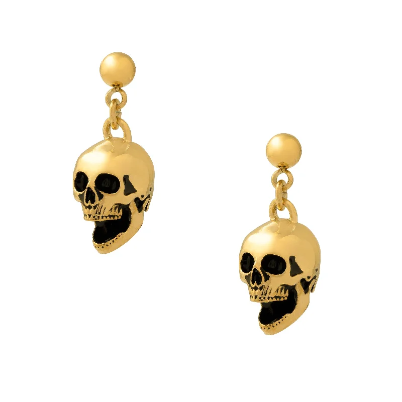 Rose petal earrings-Skull Earrings (Gold)