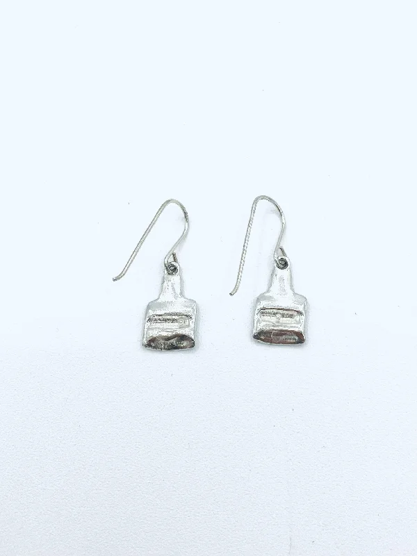 Sesame sprout earrings-Smallest Square Sterling Earrings