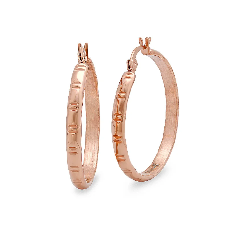 Tundra reed earrings-Stainless Steel Women's Rose Gold Hoop Earrings