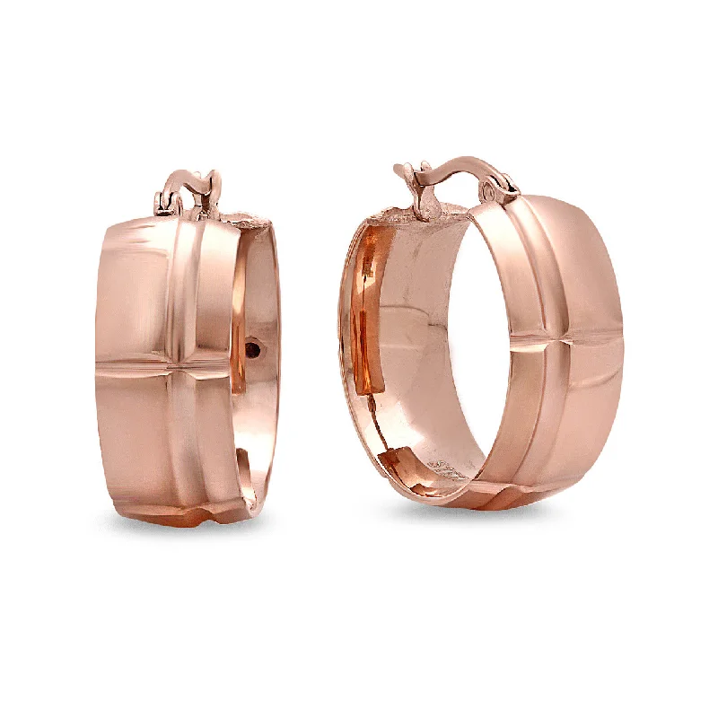 Lily flower earrings-Stainless Steel Women's Rose Gold Huggie Earrings