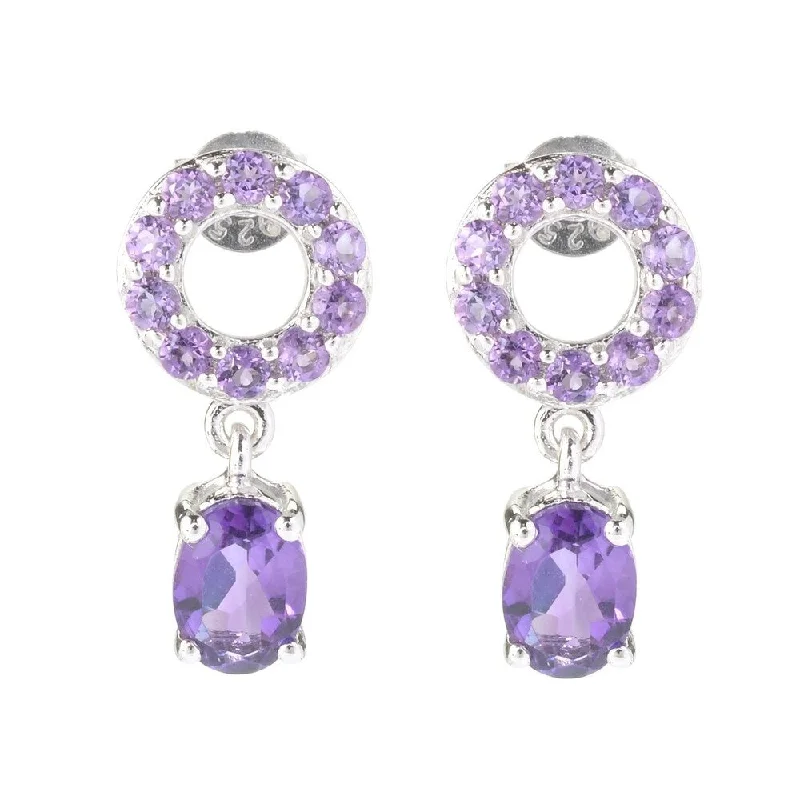 Iris fluorite earrings-Sterling Silver 2Ctw African Amethyst Drop & Dangle Earrings