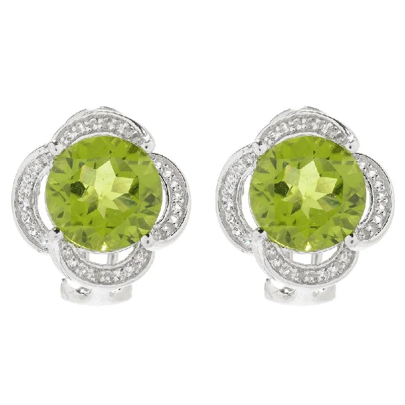 Sharp rim earrings-Sterling Silver 6ctw Peridot & White Topaz Earrings - Green