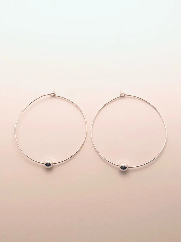 Micro bead earrings-Sterling Silver Bead Hoops