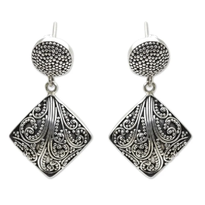 Ebony black earrings-Sterling Silver 'Island Rain' Earrings (Indonesia)