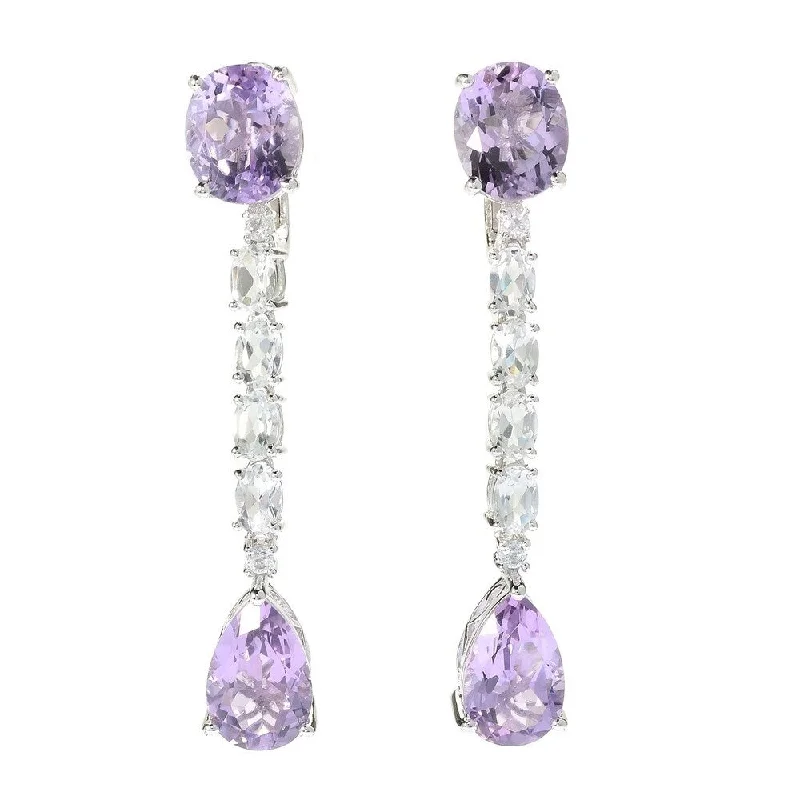 Quad knot earrings-Sterling Silver Legacy 2.25" Multi Shape Pink Amethyst Drop Earrings