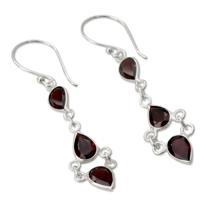 Thracian stud earrings-Sterling Silver 'Mystic Wonder' Garnet Earrings - Red