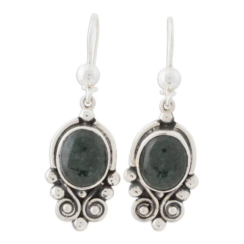 Rose set earrings-Sterling Silver Praise Love Jade Earrings (Guatemala)