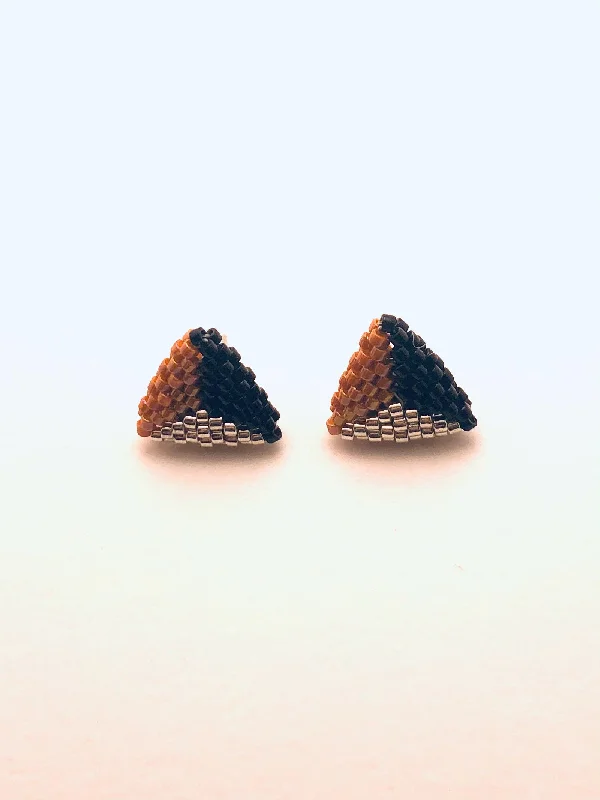 Ebony black earrings-Three Way Post Earrings