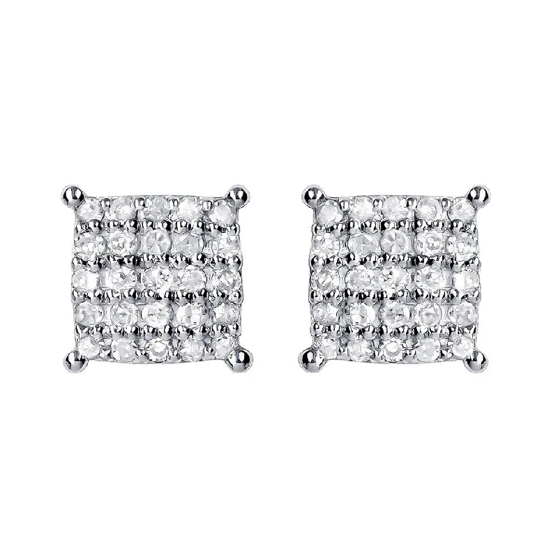 Air vent earrings-Viducci 10k White Gold Genuine 1/4ct Diamond Cluster Stud Earrings