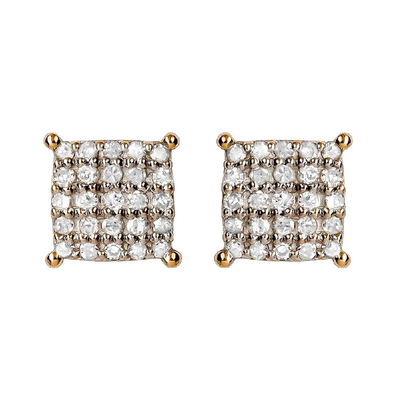 Thracian stud earrings-Viducci 10k Yellow Gold Genuine 1/4ct Diamond Cluster Stud Earrings