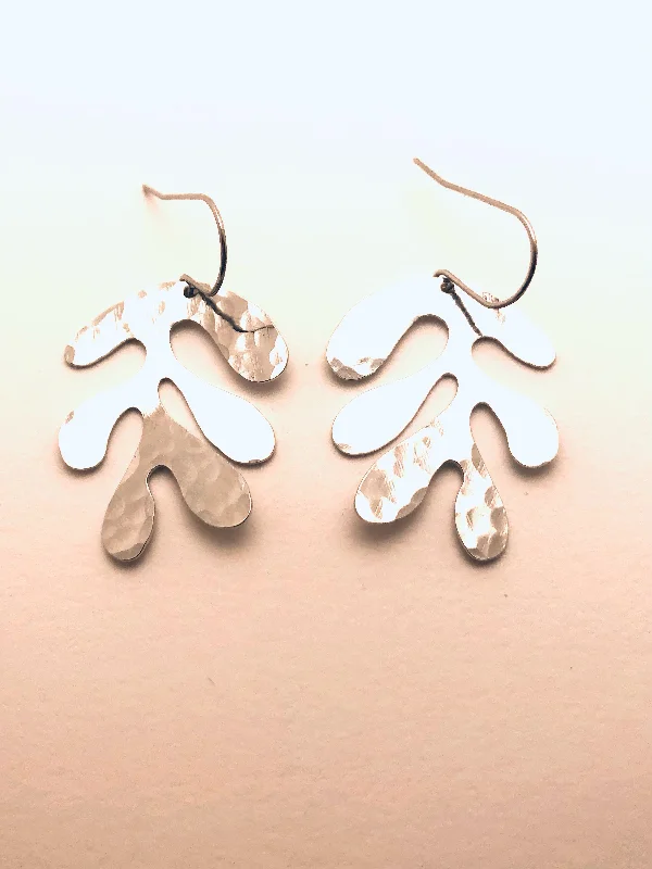 Scored rim earrings-White Gold Leaf Earrings