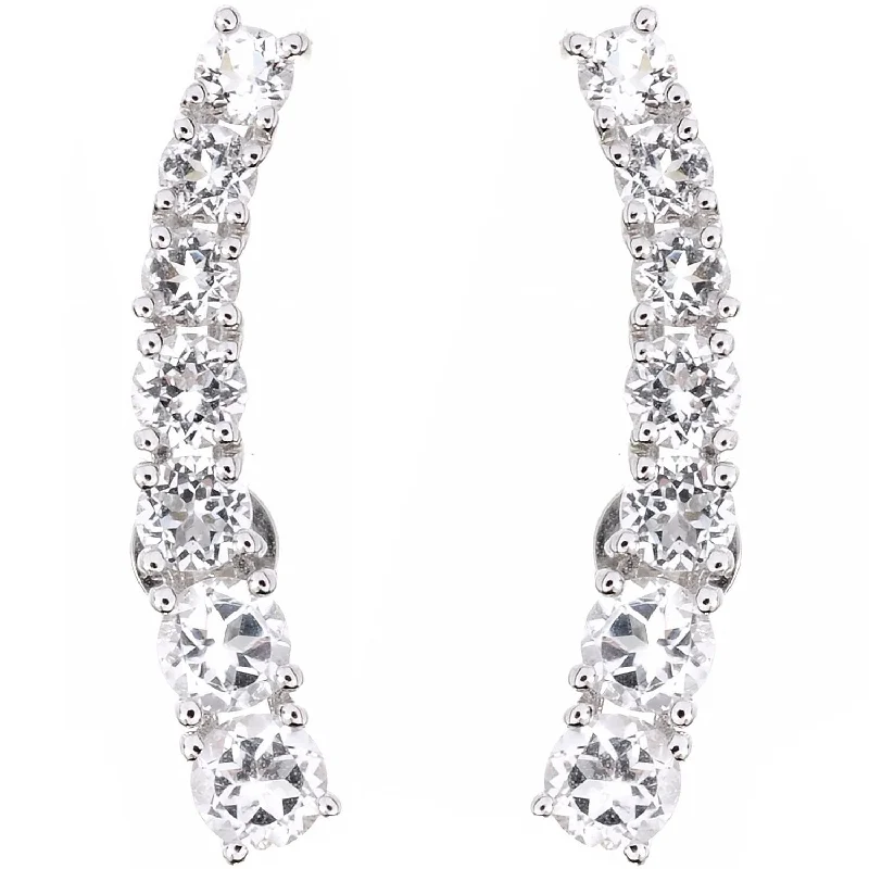 Cotton strip earrings-White Topaz Polished Ear Climbers