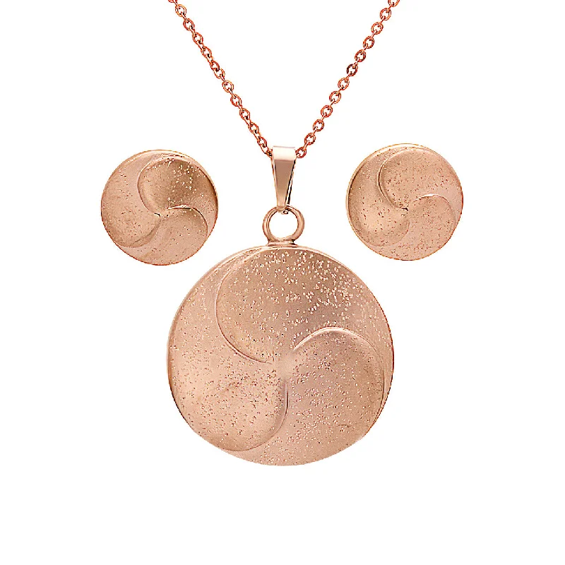 Ash bead earrings-Women's Stud Earrings & Pendant set in 18 CT Rose Gold Plated